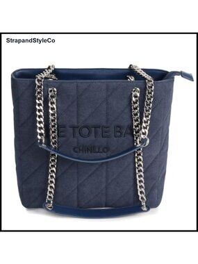 Quilted Tote Bag Chain Handle Shoulder Purse Zip Medium Women Handbag